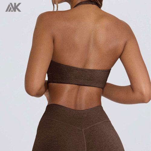 Custom Plunge V-Neck Sports Bra Mid-rise V-shaped  Leggings Women's Yoga Fitness Suit-Aktik