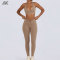 Custom Plunge V-Neck Sports Bra Mid-rise V-shaped  Leggings Women's Yoga Fitness Suit-Aktik