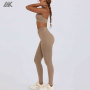 Custom Plunge V-Neck Sports Bra Mid-rise V-shaped Leggings Women's Yoga Fitness Suit-Aktik