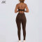 Custom Plunge V-Neck Sports Bra Mid-rise V-shaped  Leggings Women's Yoga Fitness Suit-Aktik