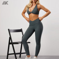 Custom  High Rise Fit Moisture Wicking Tights Wrap Over Women's Sports Legging-Aktik