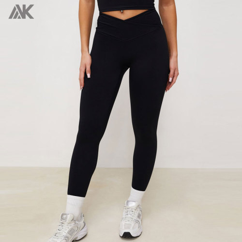 Custom  High Rise Fit Moisture Wicking Tights Wrap Over Women's Sports Legging-Aktik