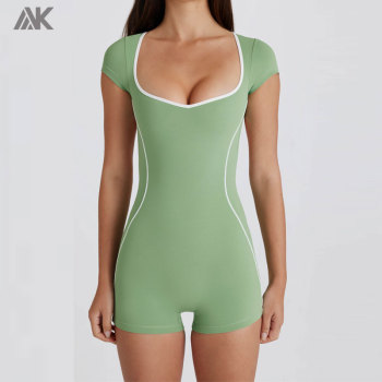 Custom Soft Active Open-Back Women's Unitards High Quality Sweetheart Neck Women Bodysuit-Aktik