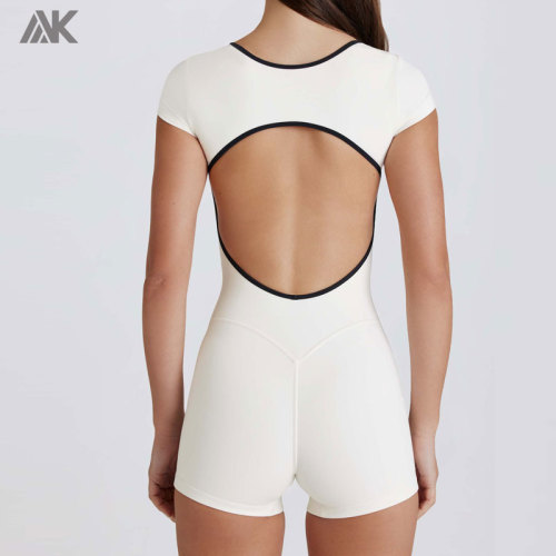Custom Soft Active Open-Back Women's Unitards High Quality Sweetheart Neck Women Bodysuit-Aktik