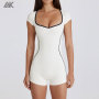 Custom Soft Active Open-Back Women's Unitards High Quality Sweetheart Neck Women Bodysuit-Aktik