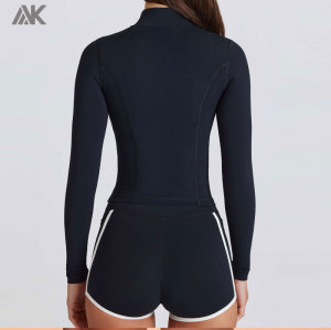 Custom High Mock Neck  Women's Jacket Slim Fit Dri Long fitted Sleeves Sports Jackets -Aktik