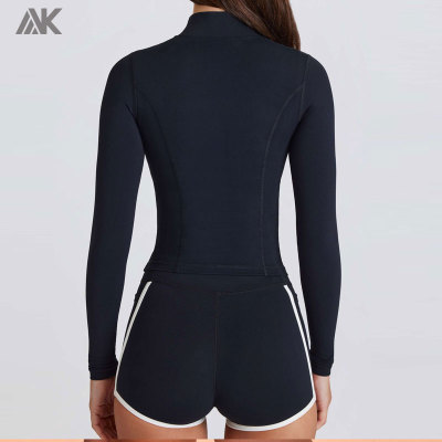 Custom High Mock Neck  Women's Jacket Slim Fit Dri Long fitted Sleeves Sports Jackets -Aktik