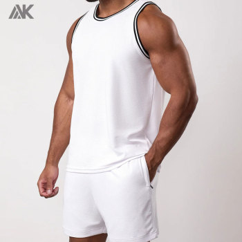 Custom Polyester  Casual/Gym Wear  Men's Vest  Linear Print Men Mesh Tank Tops-Aktik