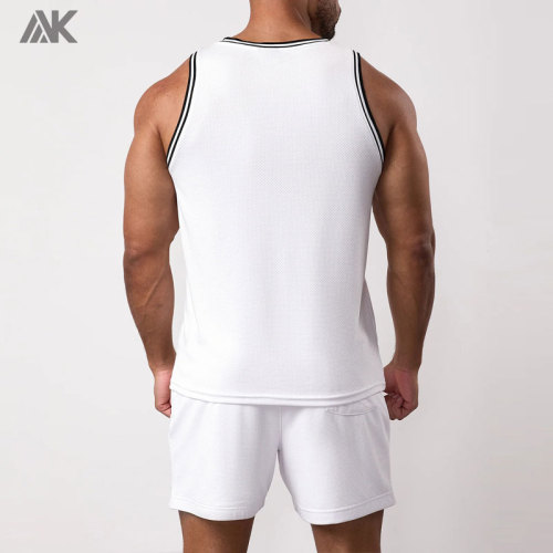 Custom Polyester  Casual/Gym Wear  Men's Vest  Linear Print Men Mesh Tank Tops-Aktik