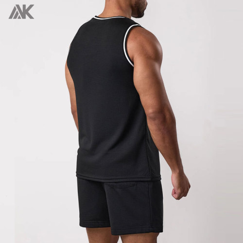 Custom Polyester  Casual/Gym Wear  Men's Vest  Linear Print Men Mesh Tank Tops-Aktik