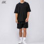 Custom Rib Cotton Men's Oversize T-shirt Ontrast Stripe Ribbed V Neckline Men Everyday Jersey-Aktik