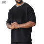 Custom Rib Cotton Men's Oversize T-shirt Ontrast Stripe Ribbed V Neckline Men Everyday Jersey-Aktik