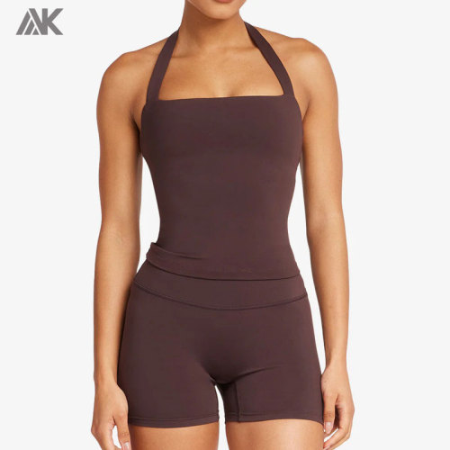 Custom Straight Neck Halter Women's Tank Top With A Halter Strap And Inbuilt Shelf Bra-Aktik