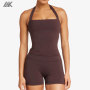 Custom Straight Neck Halter Women's Tank Top With A Halter Strap And Inbuilt Shelf Bra-Aktik