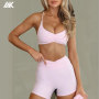Custom Women's Sports Set Features Adjustable Spaghetti Straps Activewear Set With A Ruched Center Front-Aktik