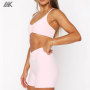 Custom Women's Sports Set Features Adjustable Spaghetti Straps Activewear Set With A Ruched Center Front-Aktik