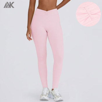 Custom Ruched Mid-rise V-shaped Women's leggings -Aktik