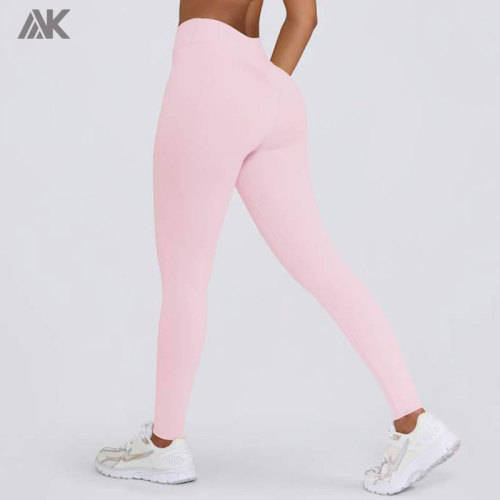 Custom Ruched Mid-rise V-shaped Women's leggings -Aktik