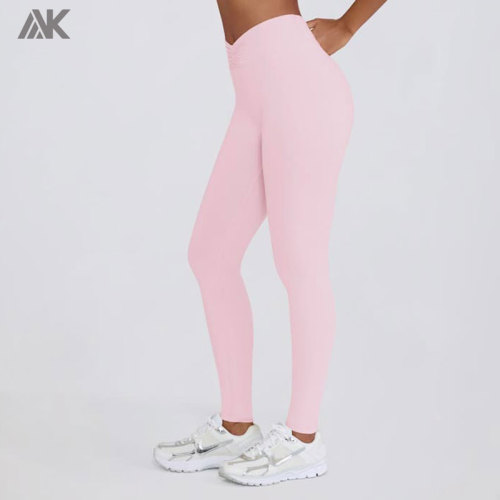 Custom Ruched Mid-rise V-shaped Women's leggings -Aktik