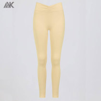 Custom Ruched Mid-rise V-shaped Women's leggings -Aktik