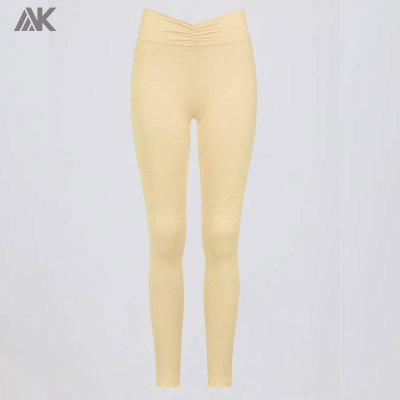 Custom Ruched Mid-rise V-shaped Women's leggings -Aktik