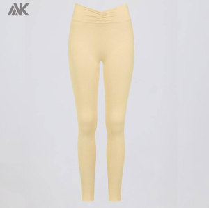Custom Ruched Mid-rise V-shaped Women's leggings -Aktik