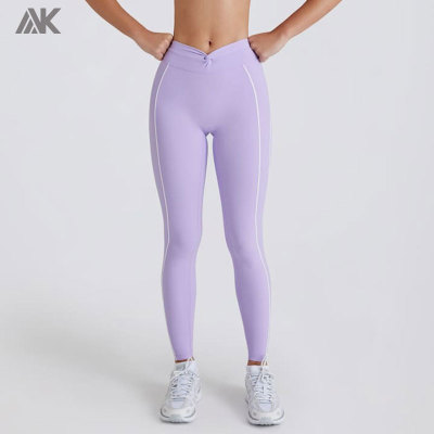 Custom Soft Active Twist-Front Women's Leggings Mid-rise Elasticated Waistband Tight -Aktik