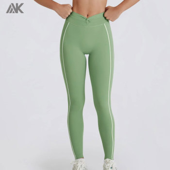 Custom Soft Active Twist-Front Women's Leggings Mid-rise Elasticated Waistband Tight -Aktik