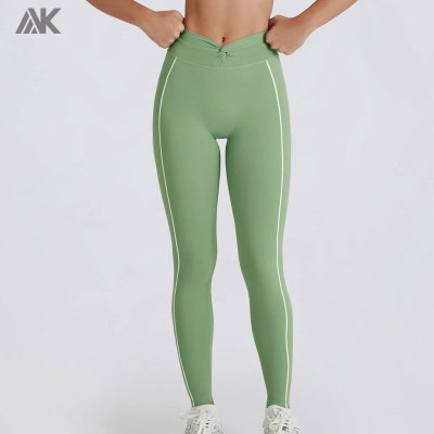Custom Soft Active Twist-Front Women's Leggings Mid-rise Elasticated Waistband Tight -Aktik