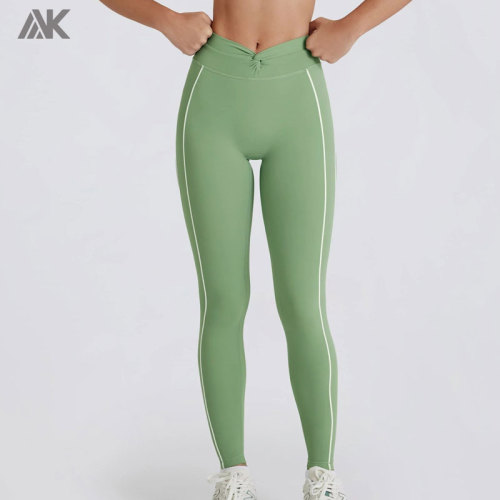 Custom Soft Active Twist-Front Women's Leggings Mid-rise Elasticated Waistband Tight -Aktik