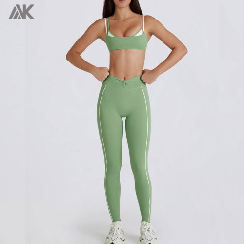 Custom Soft Active Twist-Front Women's Leggings Mid-rise Elasticated Waistband Tight -Aktik