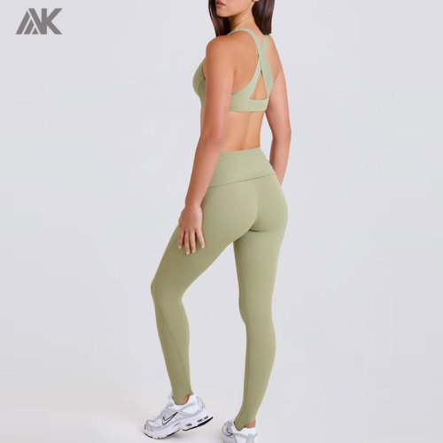 Custom Four-Way Stretch Foldover Mid-Rise Ruched Women's Stirrup Leggings -Aktik