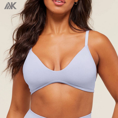 Custom Soft Sculpt V-neck Sports Bra Light Support And Adjustable Straps  Women's Gym Bra-Aktik