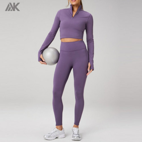 Custom Cold Weather Long-Sleeve Half-Zip Top And Sweat wicking Womens Jacket-Aktik