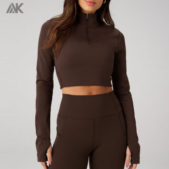 Custom Cold Weather Long-Sleeve Half-Zip Top And Sweat wicking Womens Jacket-Aktik