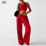 Custom Fashion Cozy Fleece Wide Leg Women's Sweatpant Relaxed Fit Woman Joggers-Aktik