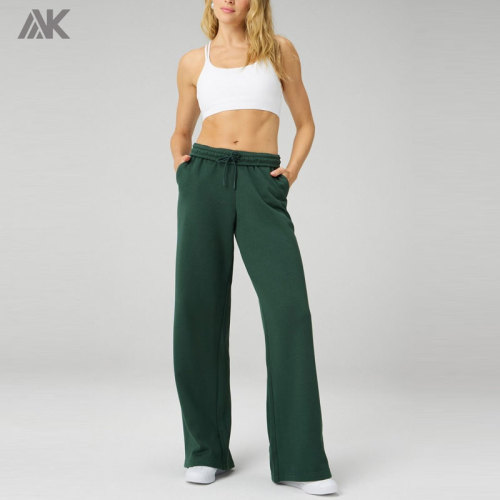 Custom Fashion Cozy Fleece Wide Leg Women's Sweatpant Relaxed Fit Woman Joggers-Aktik
