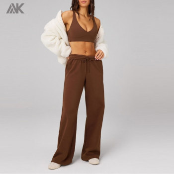Custom Fashion Cozy Fleece Wide Leg Women's Sweatpant  Relaxed Fit Woman Joggers-Aktik