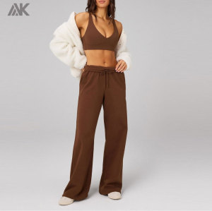 Custom Fashion Cozy Fleece Wide Leg Women's Sweatpant Relaxed Fit Woman Joggers-Aktik