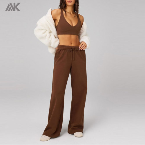 Custom Fashion Cozy Fleece Wide Leg Women's Sweatpant Relaxed Fit Woman Joggers-Aktik