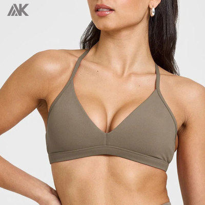 Custom Low Coverage Sports Bra Ultra Minimal V Neck Bralette -Aktik