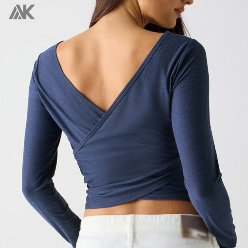 Custom Crossover Long-Sleeve Women's Top Ultra Light Woman T-shirts-Aktik