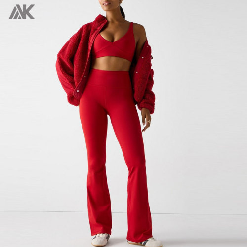 Custom High-Waisted Sweat Wicking Women's Leggings  4-Way Stretch Flare Pant-Aktik