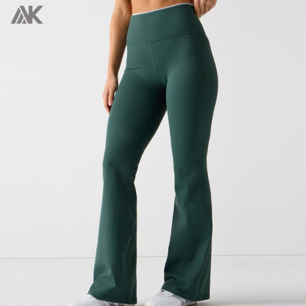 Custom High-Waisted Sweat Wicking Women's Leggings  4-Way Stretch Flare Pant-Aktik