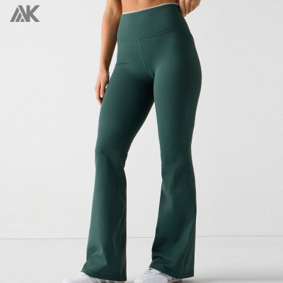 Custom High-Waisted Sweat Wicking Women's Leggings  4-Way Stretch Flare Pant-Aktik