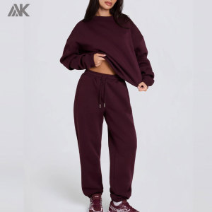 Custom Soft And Breathable Brushed Cotton-blend Jersey Women's Sweatsuit  Oversized sweatshirt  And Relaxed mid-rise joggers-Aktik