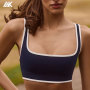 Custom Soft Active Low-impact Support Sports Bra Contrast Ribbed Women's Bra -Aktik