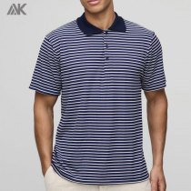 Custom Minimalistic Vibes Regular Fit Polos Shorts Sleeve Stripe Button Polo -Aktik