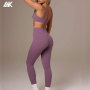 Custom Mid-rise Ruched Active leggings And Seam-Detail Sports Bra Women's Activewear Set-Aktik