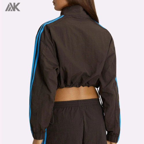 Custom Women Zip-up Crop Track Jacket Flattering Silhouette Women's Jackets-Aktik